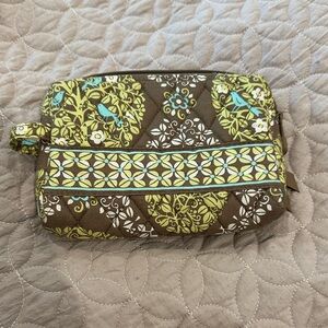 Vera Bradley Brown and Green Floral Cosmetic Bag